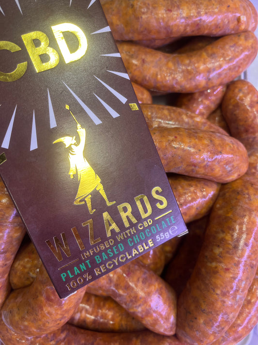 (CBD) Pork, chilli & chocolate sausages.